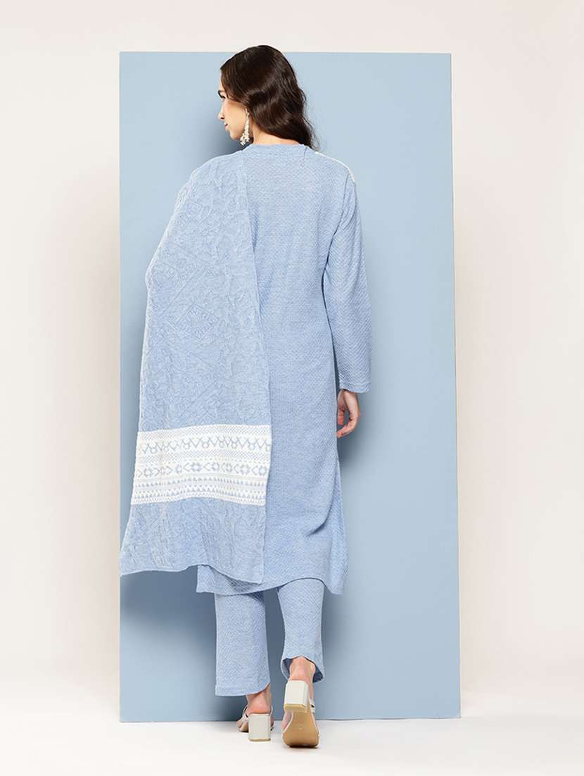 women self design long sleeve kurta pant with dupatta set - 22033752 -  Standard Image - 2