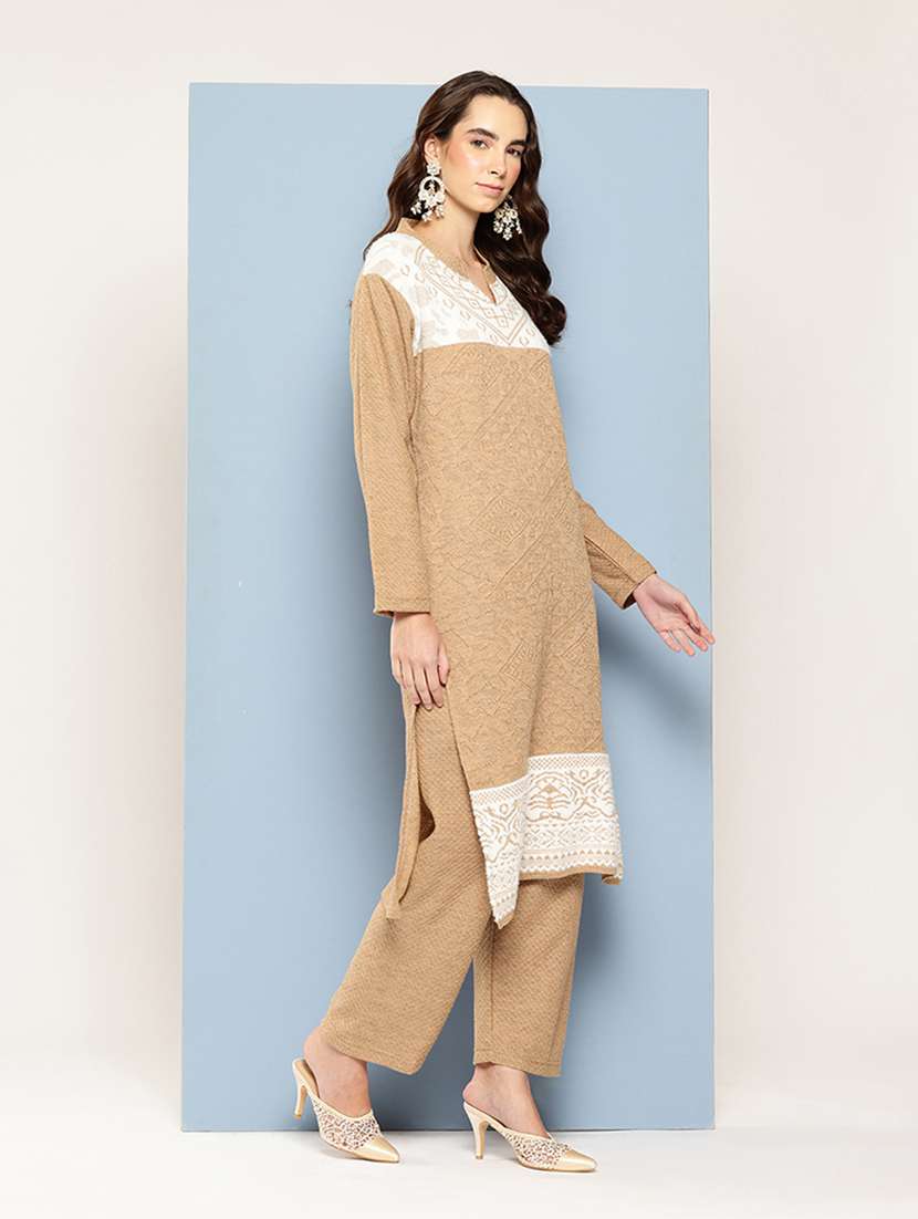 women self design long sleeve kurta pant with dupatta set - 22033753 -  Standard Image - 2