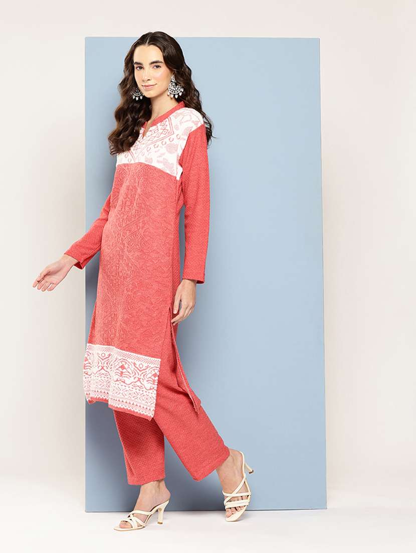women self design long sleeve kurta pant with dupatta set - 22033755 - Standard Image - 2