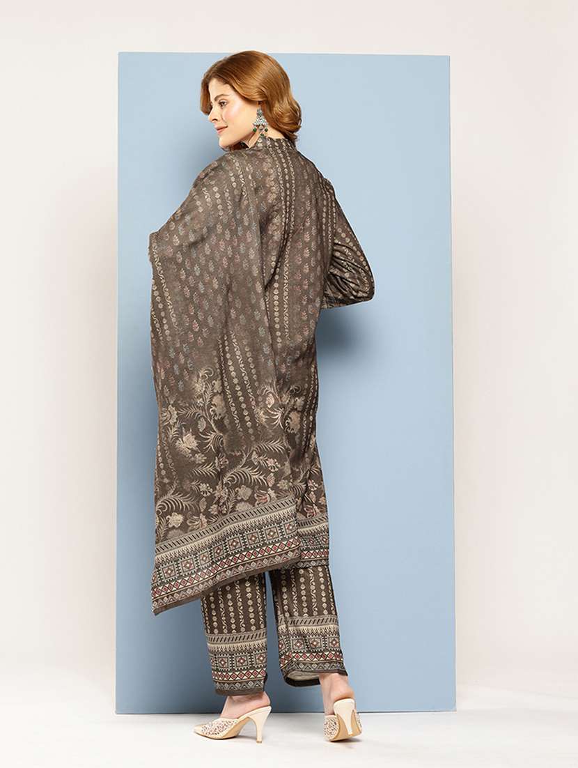 women self design long sleeve kurta pant with dupatta set - 22033759 -  Standard Image - 2