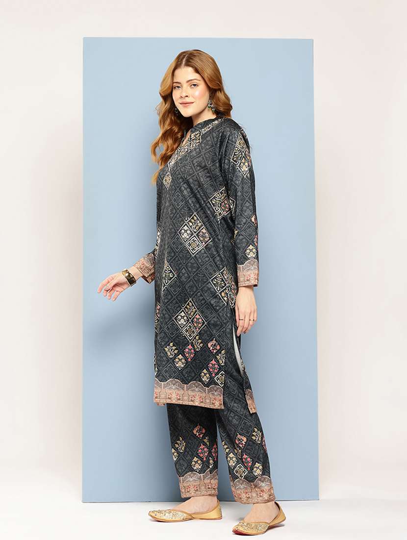 women self design long sleeve kurta pant with dupatta set - 22033760 -  Standard Image - 2