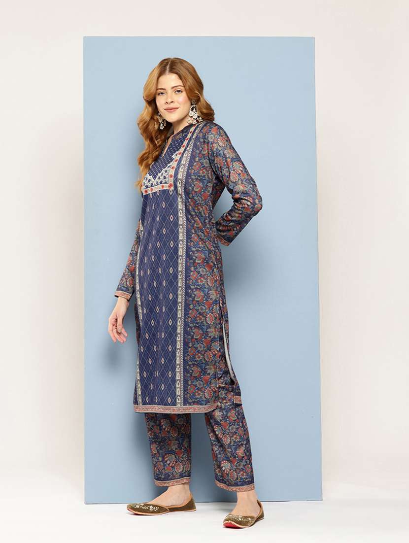 women self design long sleeve kurta pant with dupatta set - 22033762 -  Standard Image - 2