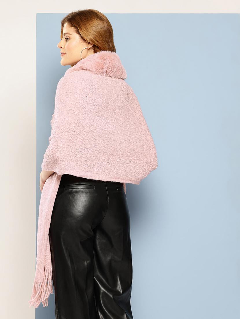 women self designed pink wool poncho - 22033771 - Standard Image - 2