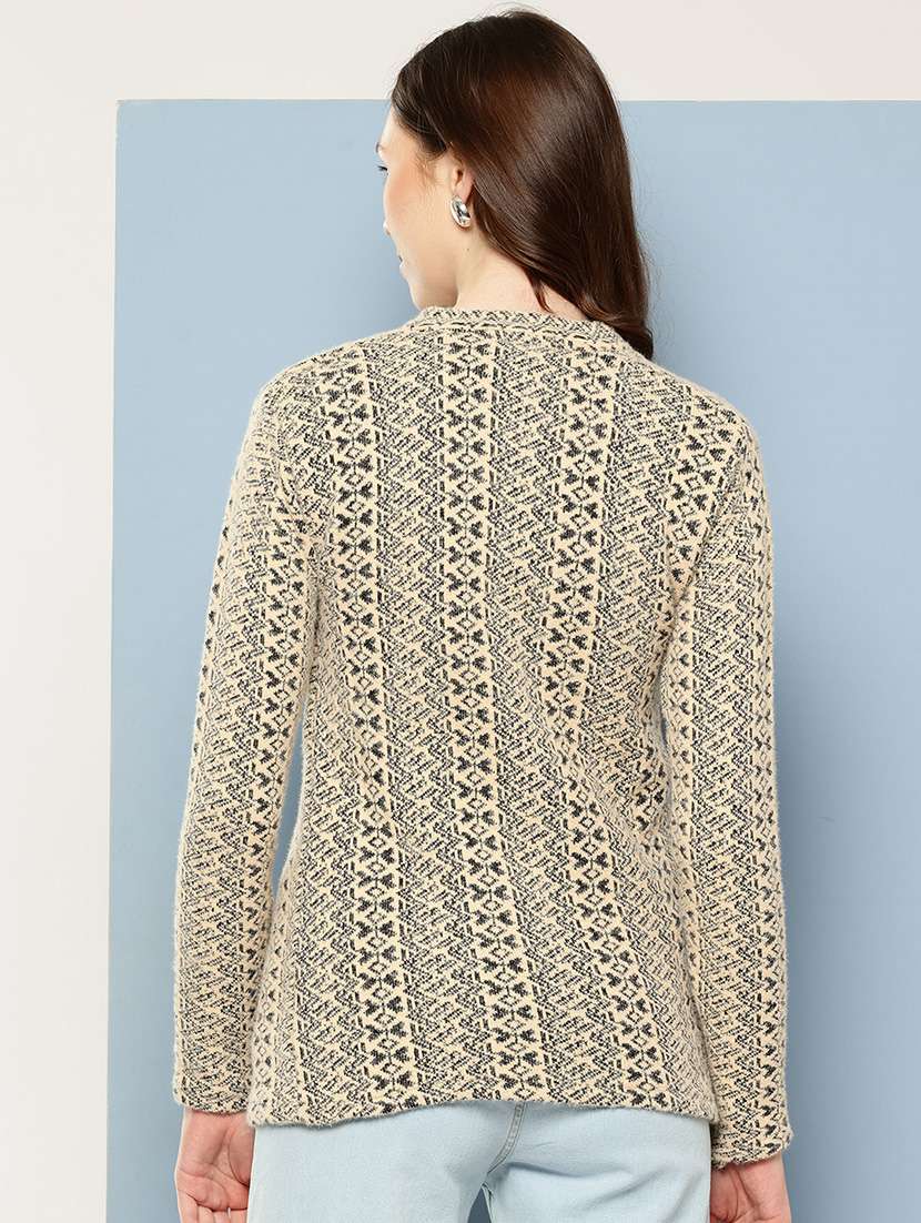 women self design long sleeve cardigan - 22033780 -  Standard Image - 2