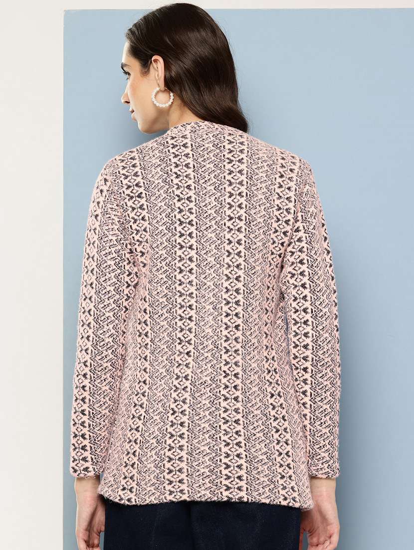 women self design long sleeve cardigan - 22033782 -  Standard Image - 2
