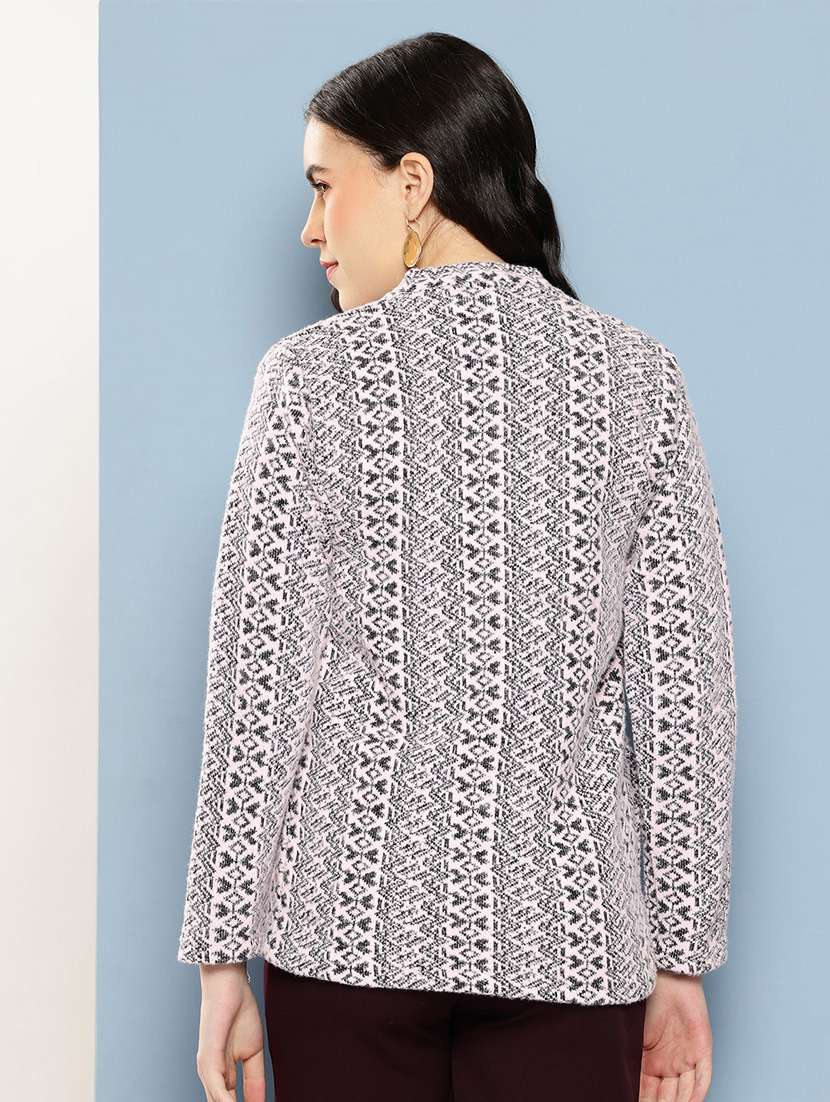 women self design long sleeve cardigan - 22033783 -  Standard Image - 2