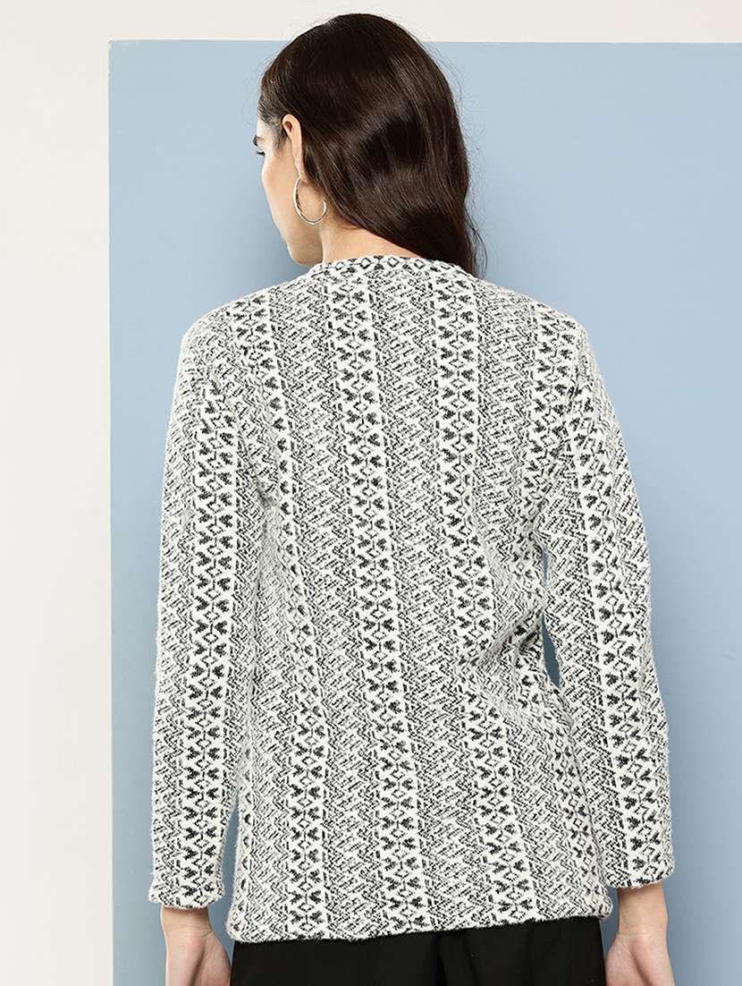 women self design long sleeve cardigan - 22033784 -  Standard Image - 2