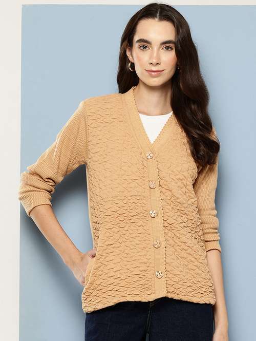 women self design long sleeve cardigan - 22033786 -  Standard Image - 0