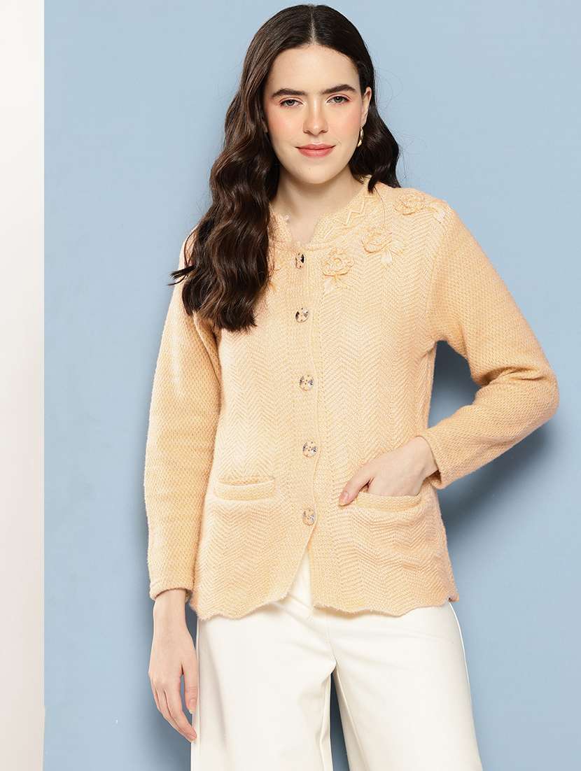 women self design long sleeve cardigan