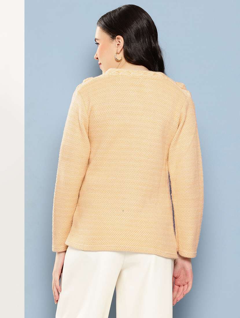 women self design long sleeve cardigan - 22033794 -  Standard Image - 2