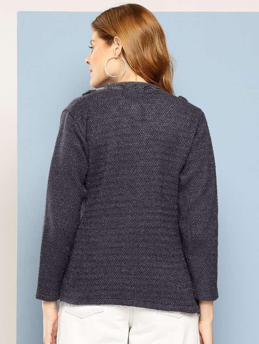 women self design long sleeve cardigan - 22033795 -  Standard Image - 2