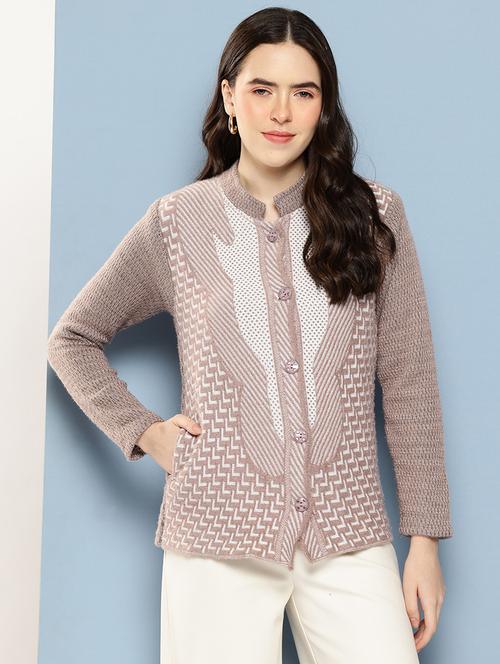 women self design long sleeve cardigan - 22033797 - Standard Image - 0