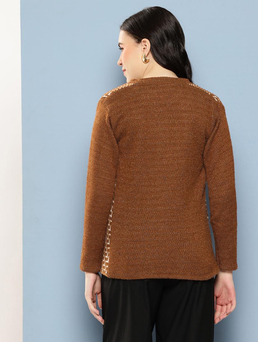 women self design long sleeve cardigan - 22033798 - Standard Image - 2