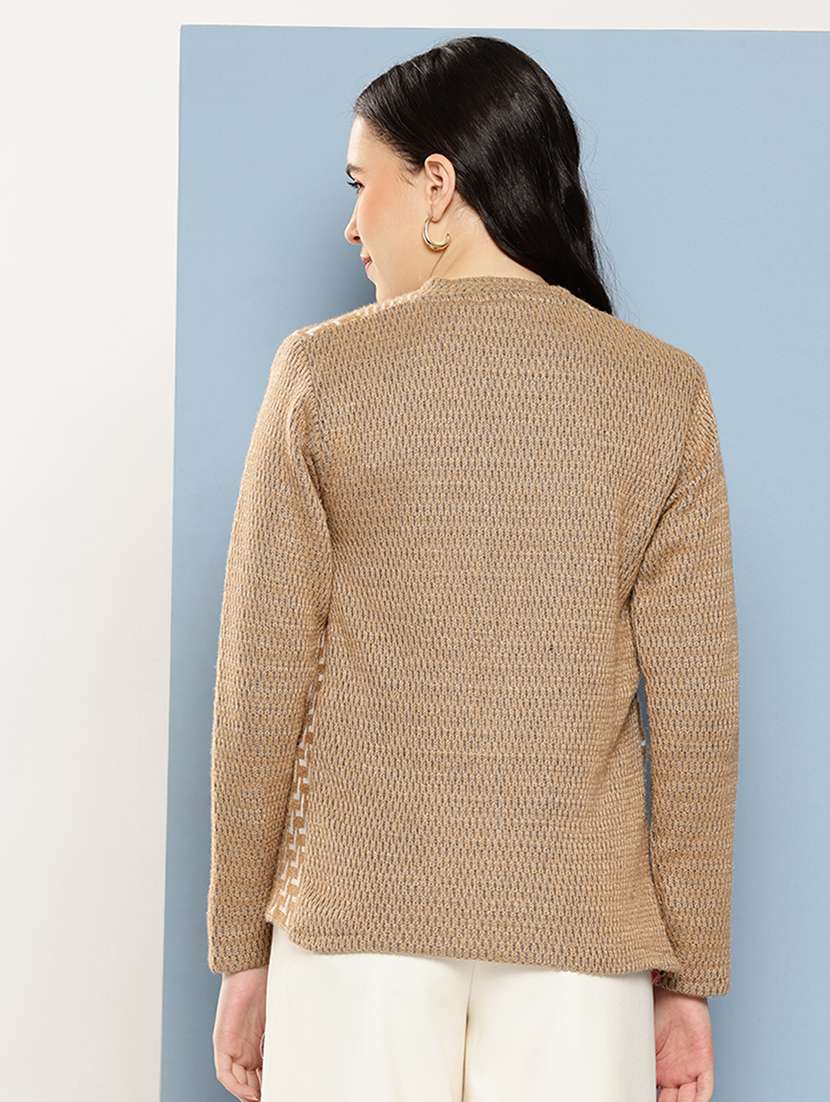 women self design long sleeve cardigan - 22033799 -  Standard Image - 2