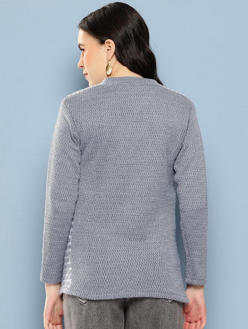 women self design long sleeve cardigan - 22033800 - Standard Image - 2