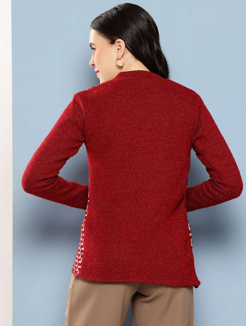 women self design long sleeve cardigan - 22033801 -  Standard Image - 2