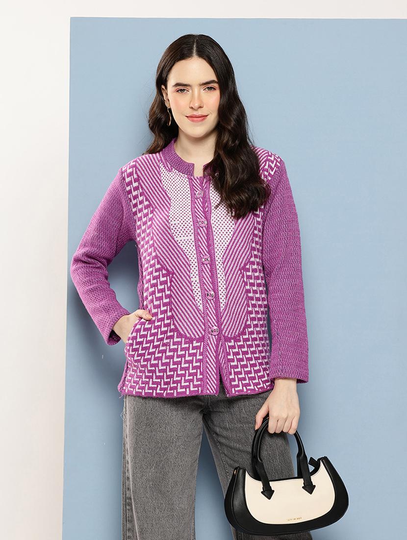 women self design long sleeve cardigan - 22033802 - Zoom Image - 0