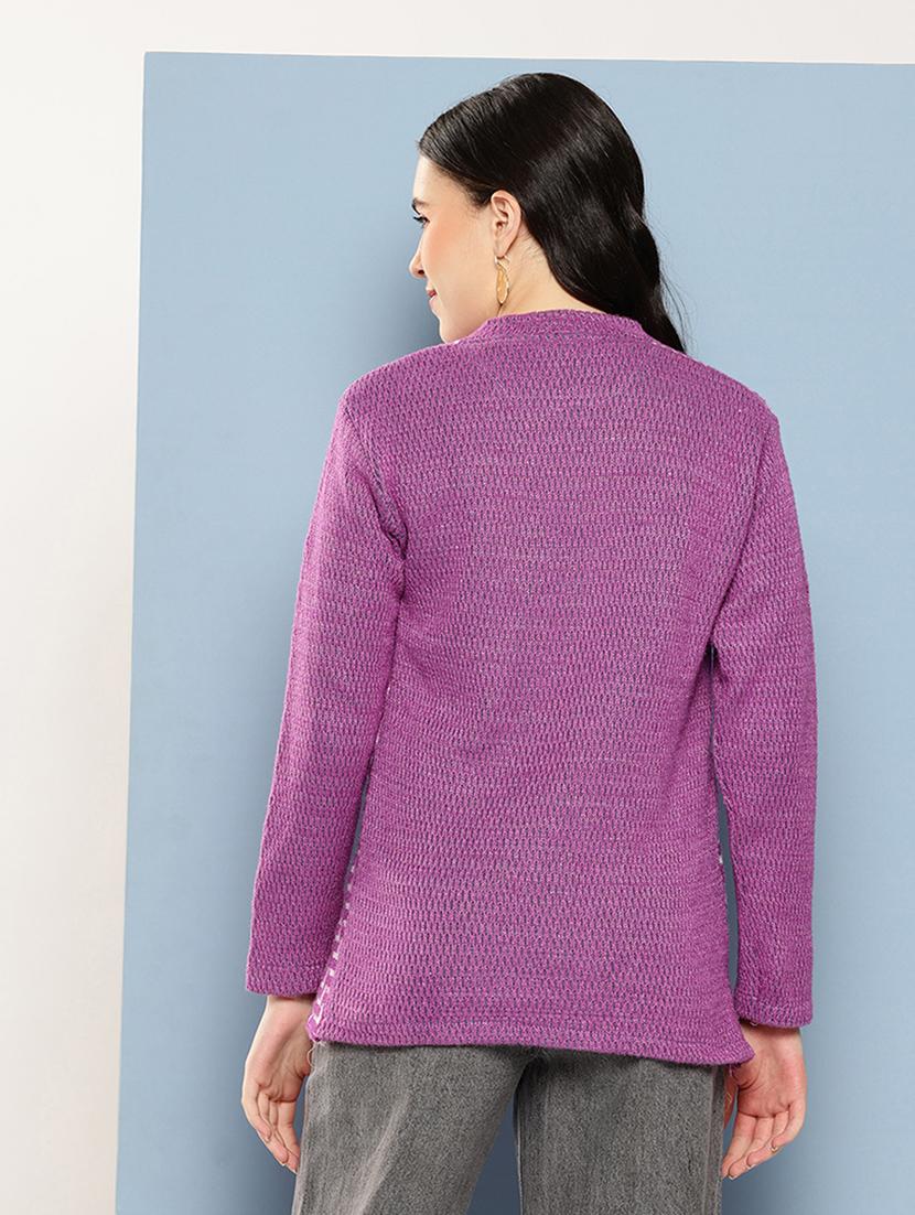 women self design long sleeve cardigan - 22033802 - Standard Image - 2