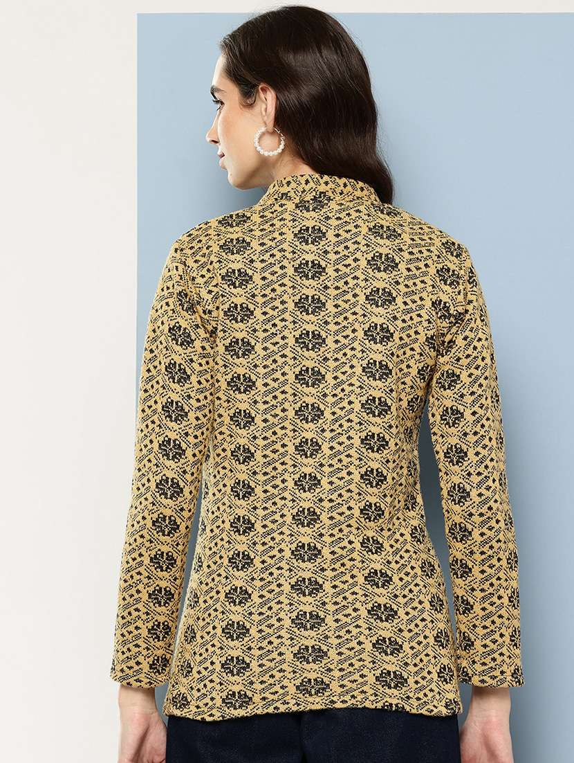 women self design long sleeve cardigan - 22033803 -  Standard Image - 2