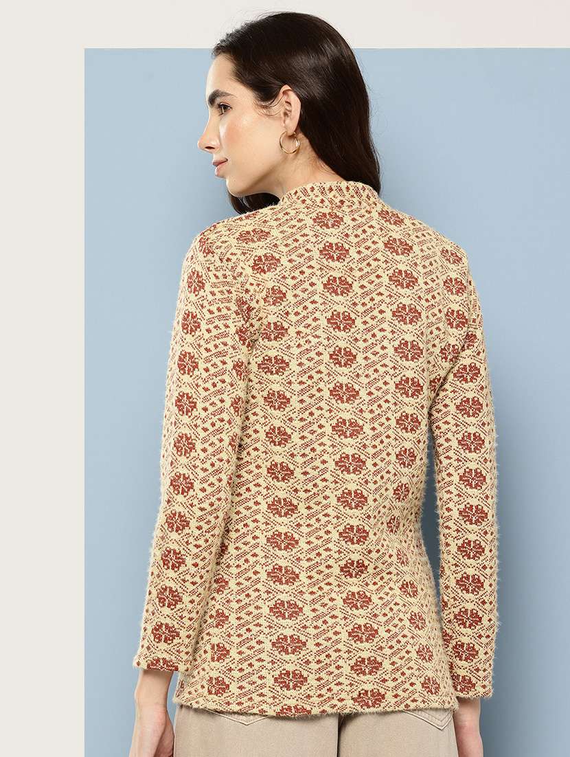 women self design long sleeve cardigan - 22033804 -  Standard Image - 2