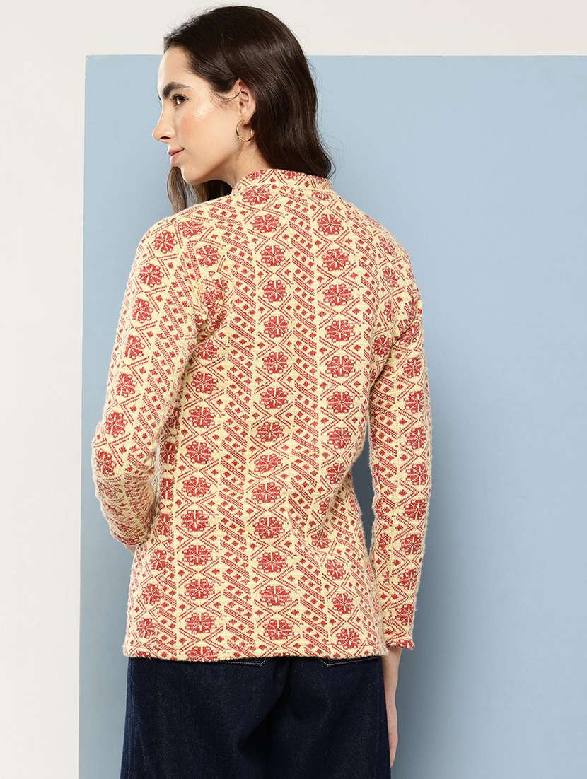 women self design long sleeve cardigan - 22033807 -  Standard Image - 2