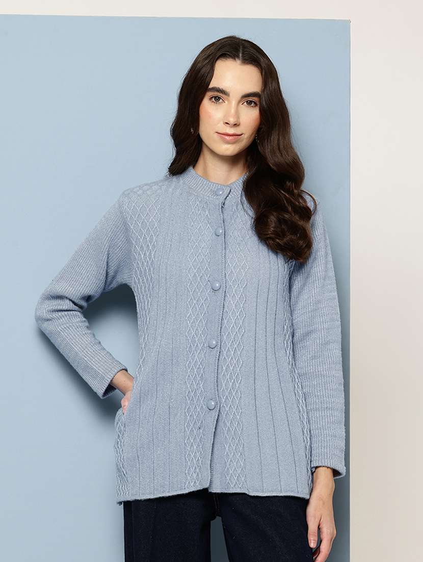 women self design long sleeve cardigan