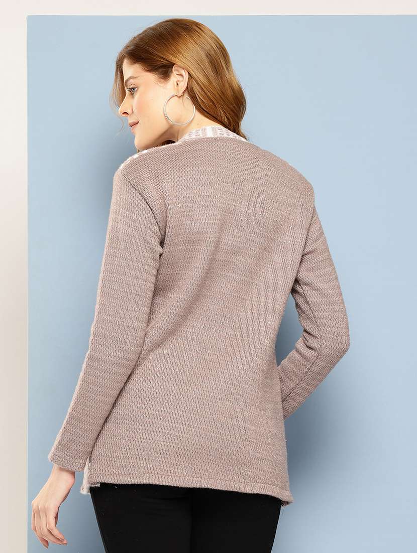 women self design long sleeve cardigan - 22033820 -  Standard Image - 2