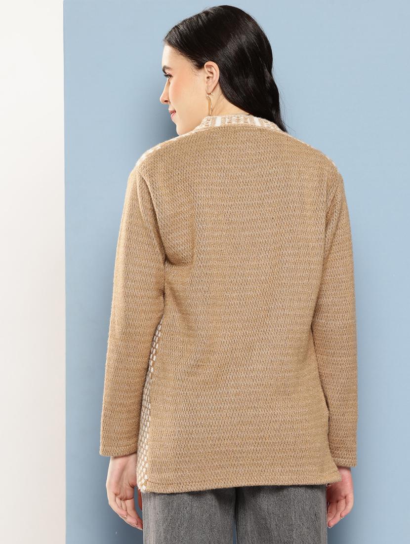 women self design long sleeve cardigan - 22033822 - Standard Image - 2