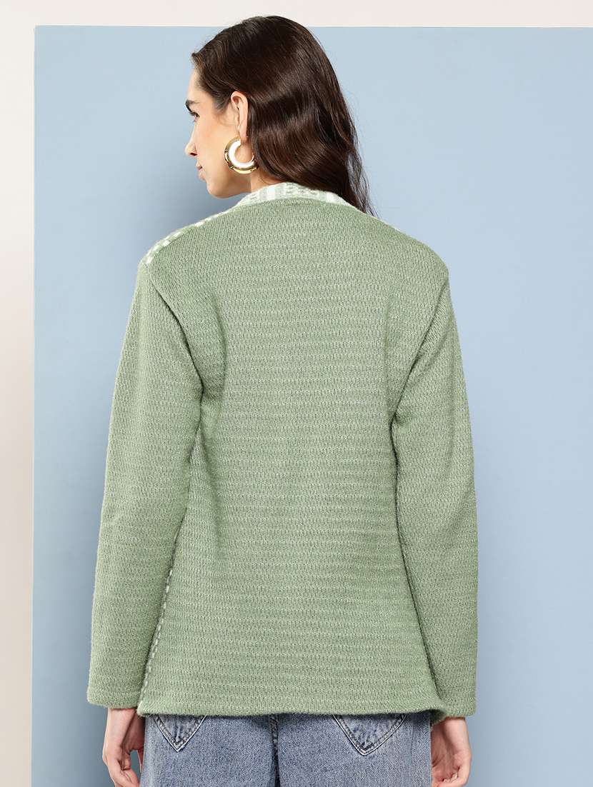 women self design long sleeve cardigan - 22033823 -  Standard Image - 2