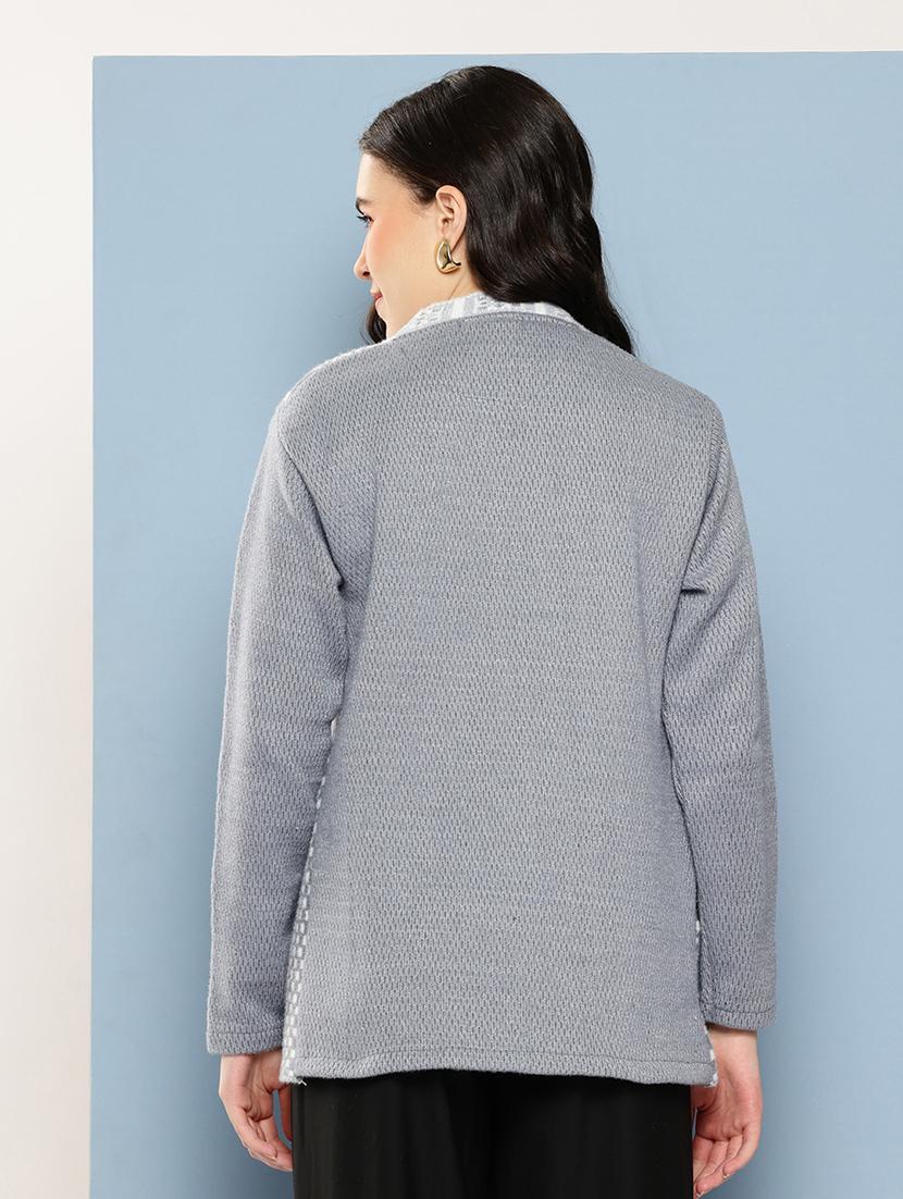 women self design long sleeve cardigan - 22033824 - Standard Image - 2