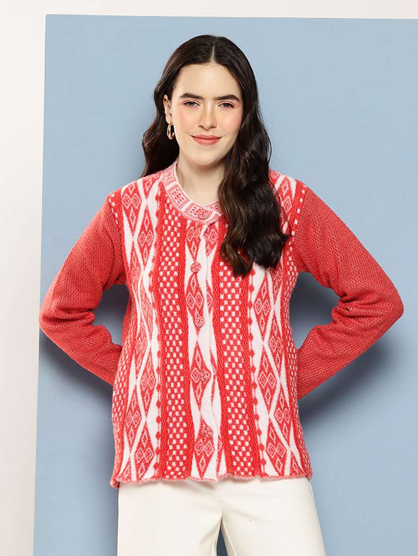 women self design long sleeve cardigan