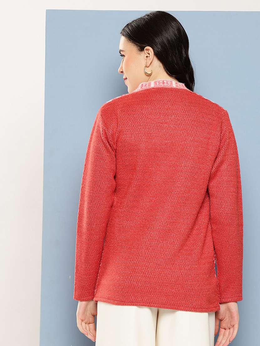 women self design long sleeve cardigan - 22033825 -  Standard Image - 2