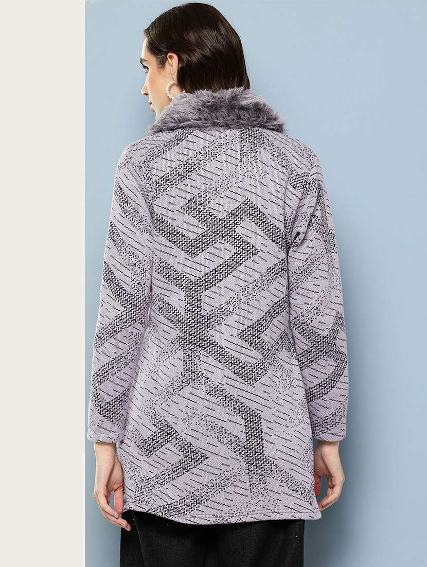 women self design long sleeve cardigan - 22033832 -  Standard Image - 2