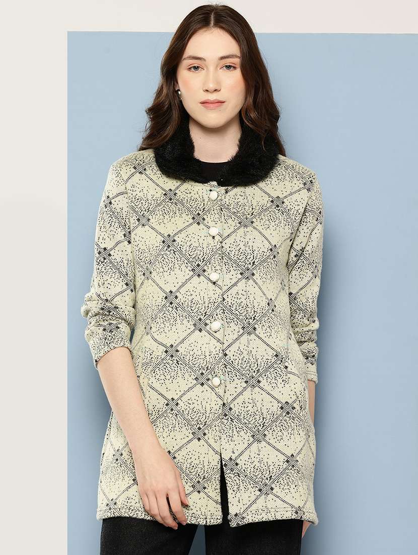 women self design long sleeve cardigan