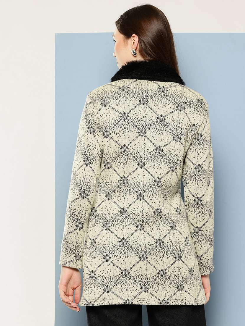 women self design long sleeve cardigan - 22033833 -  Standard Image - 2