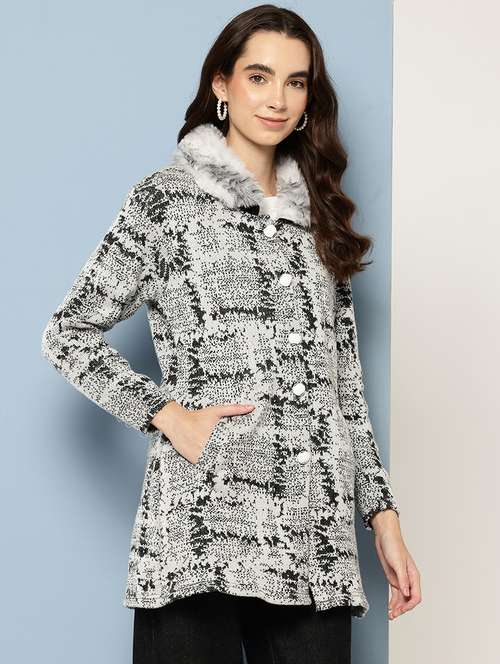 women self design long sleeve cardigan - 22033835 -  Standard Image - 0