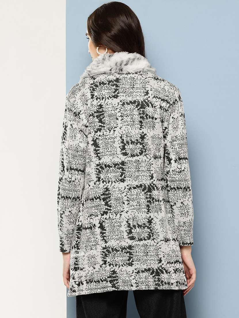 women self design long sleeve cardigan - 22033835 -  Standard Image - 2