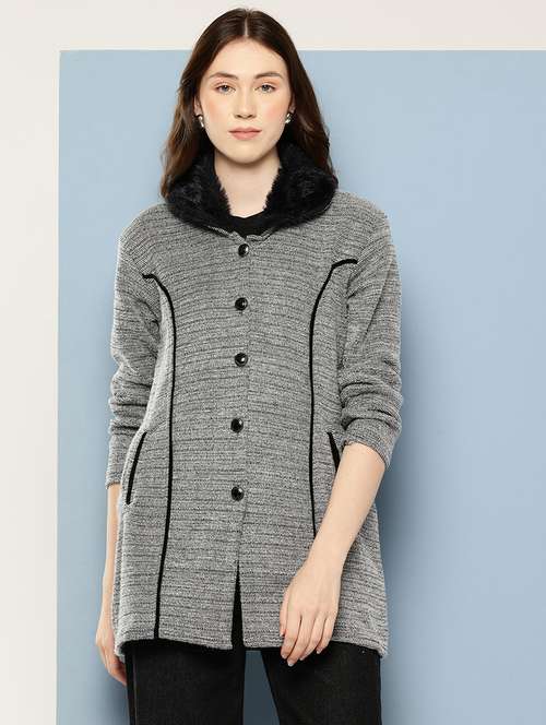 women solid long sleeve cardigan - 22033839 - Standard Image - 0
