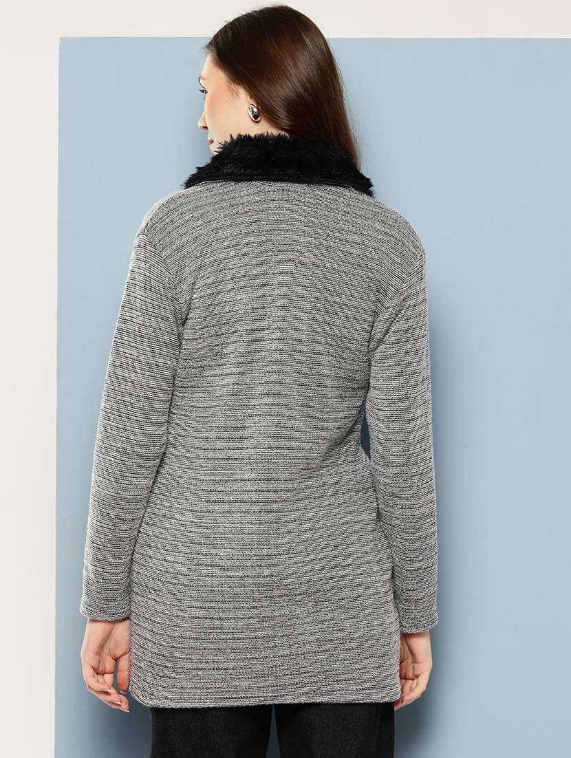 women solid long sleeve cardigan - 22033839 - Standard Image - 2