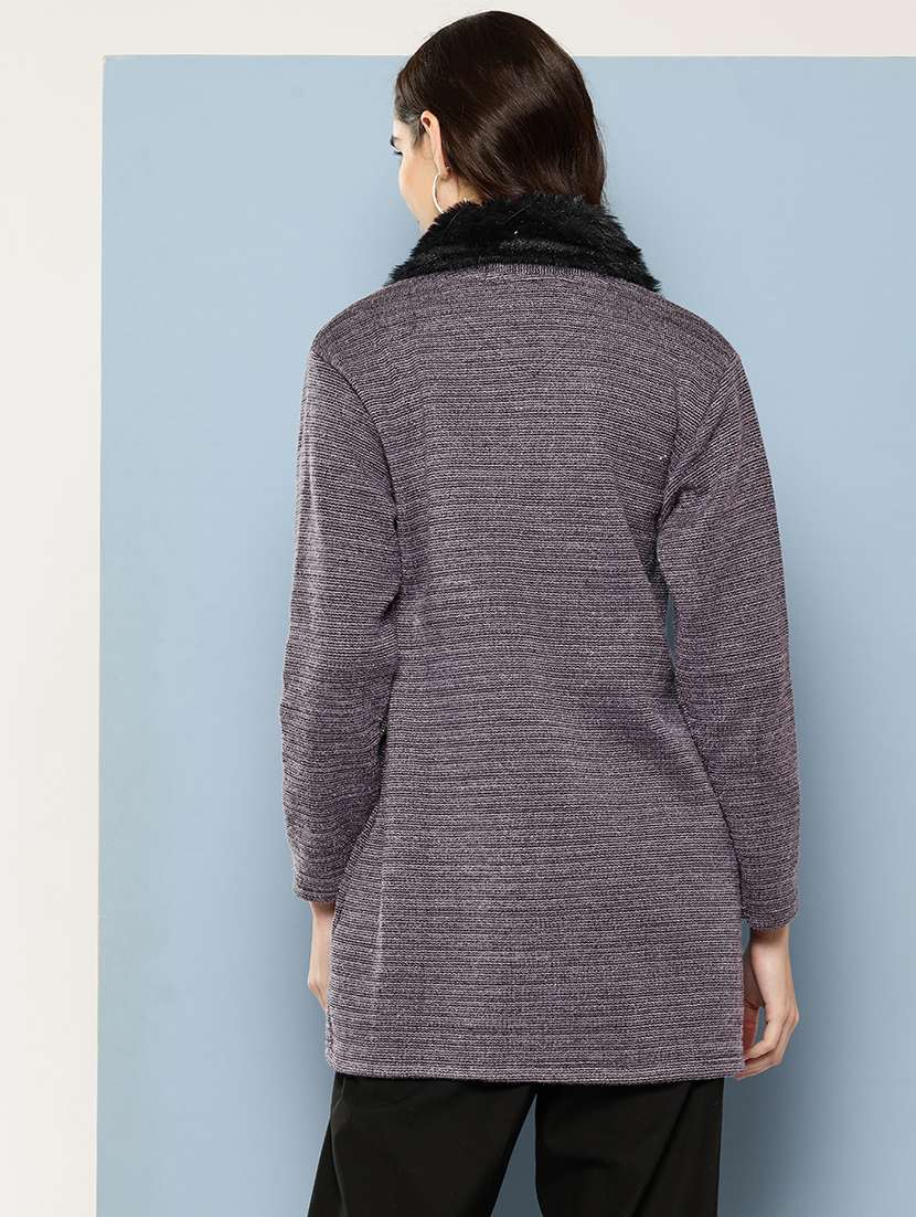 women solid long sleeve cardigan - 22033842 -  Standard Image - 2