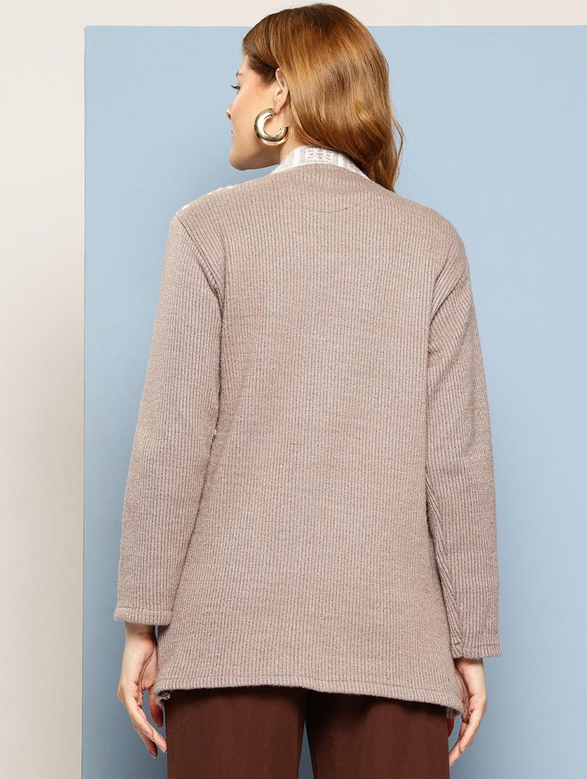 women self design long sleeve cardigan - 22033844 - Standard Image - 2