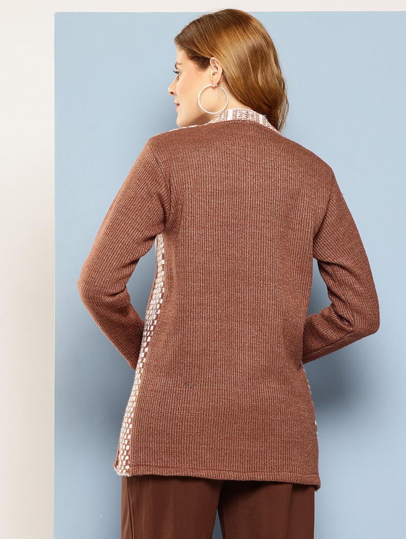 women self design long sleeve cardigan - 22033845 - Standard Image - 2