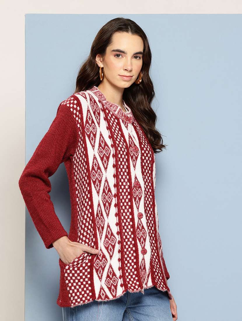Women Self Design Long Sleeve Cardigan