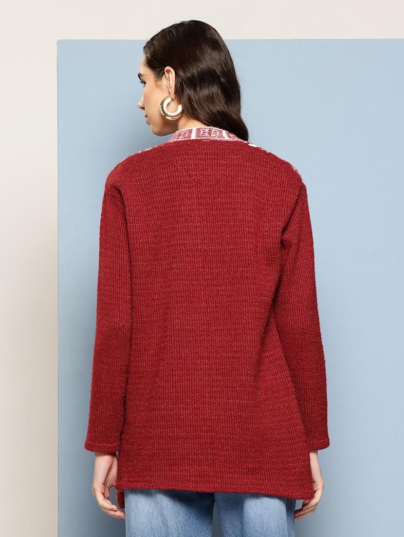 women self design long sleeve cardigan - 22033848 - Standard Image - 2