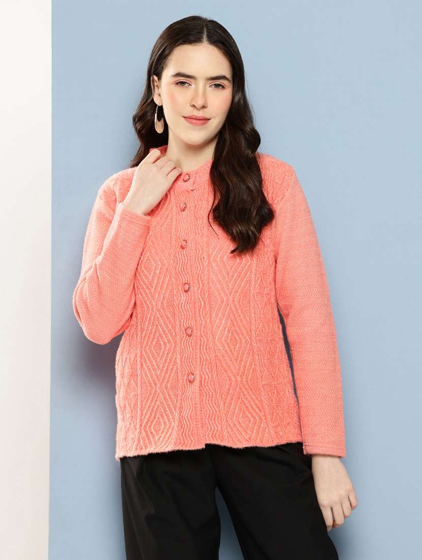 Women Self Design Long Sleeve Cardigan
