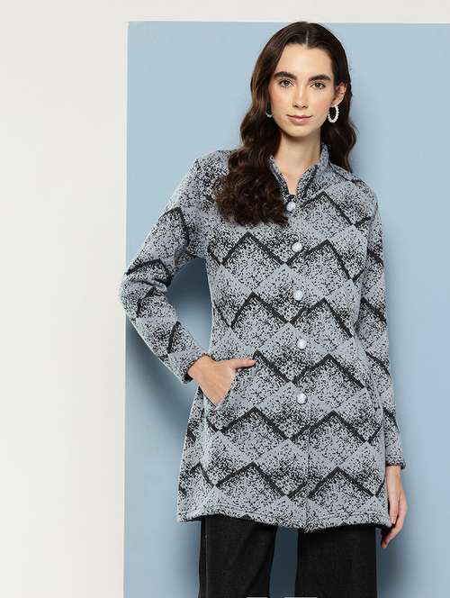 women self design long sleeve cardigan - 22033854 -  Standard Image - 0