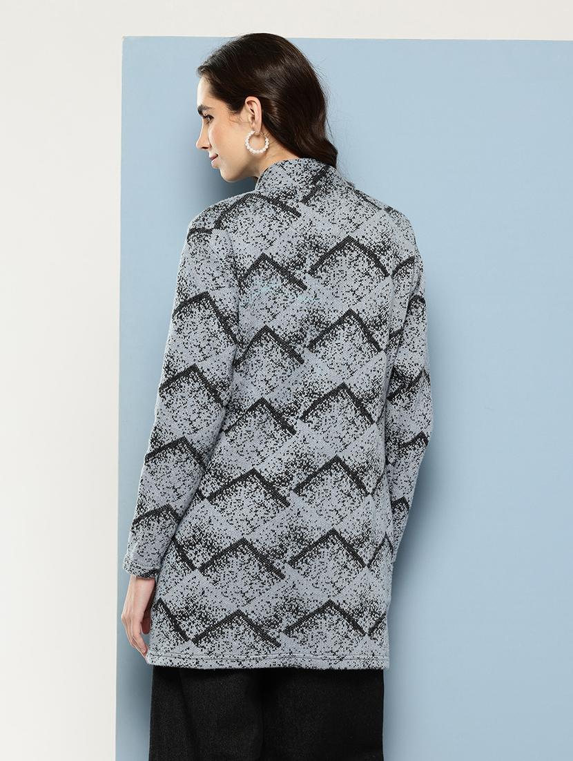 women self design long sleeve cardigan - 22033854 - Standard Image - 2