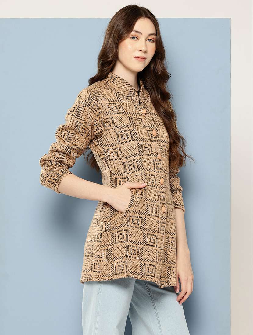Women Self Design Long Sleeve Cardigan