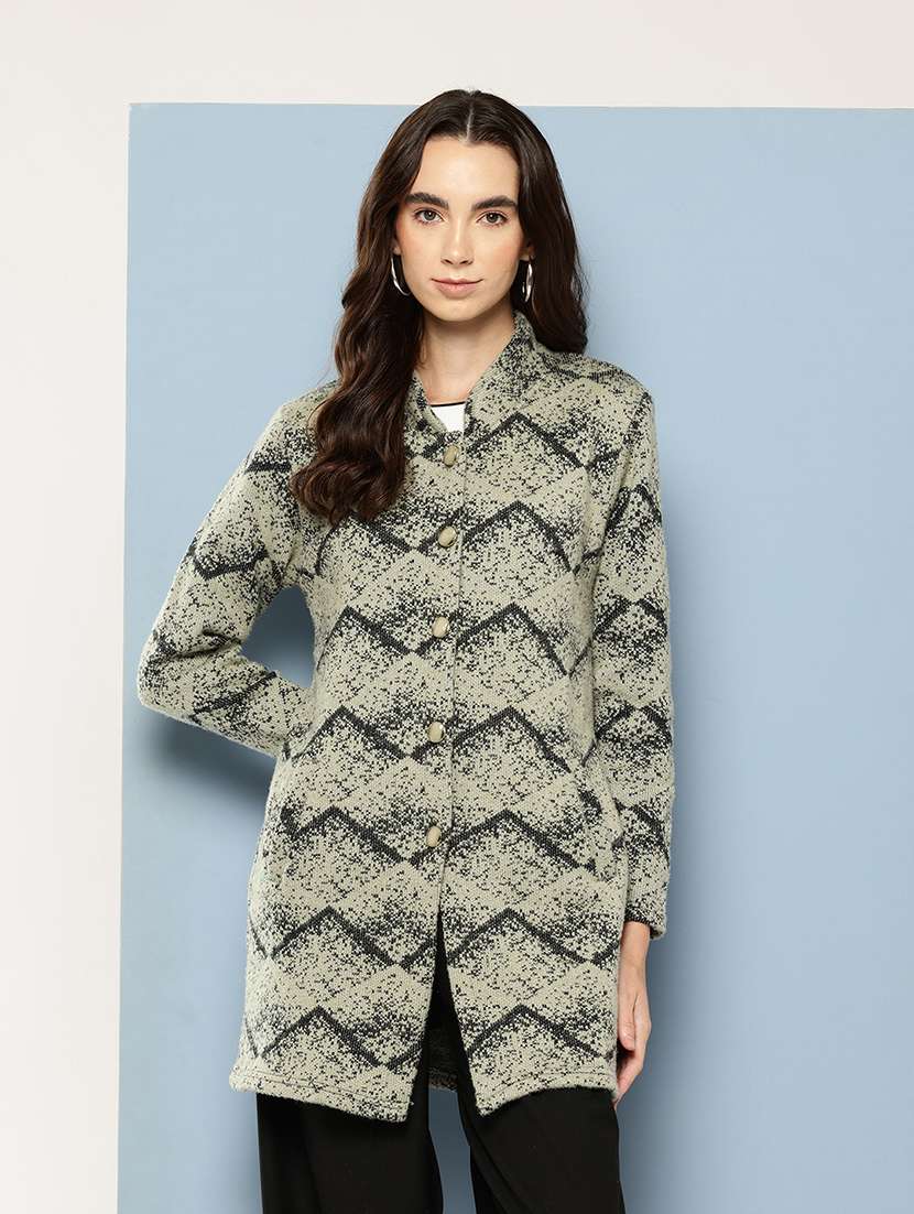 women self design long sleeve cardigan