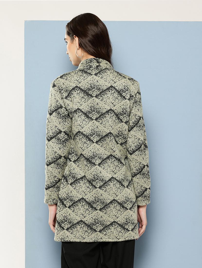 women self design long sleeve cardigan - 22033857 - Standard Image - 2